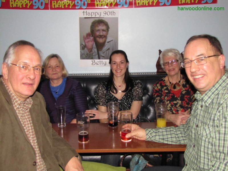 5th February 2011 - Betty's 90th Birthday Celebrations - Lillington Club - Stephen, Sandra, Sophie, Liz, & Ken (Click Here to Return to Betty's Birthday Photographs)