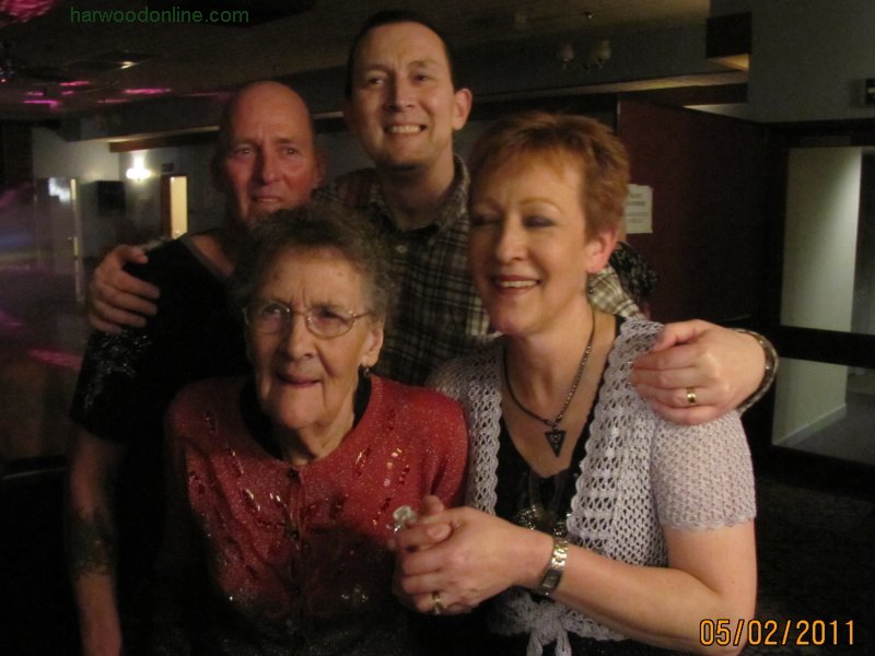 5th February 2011 - Betty's 90th Birthday Celebrations - Lillington Club - Richard, Auntie Betty, Barry & Lyn (Click Here to Return to Betty's Birthday Photographs)