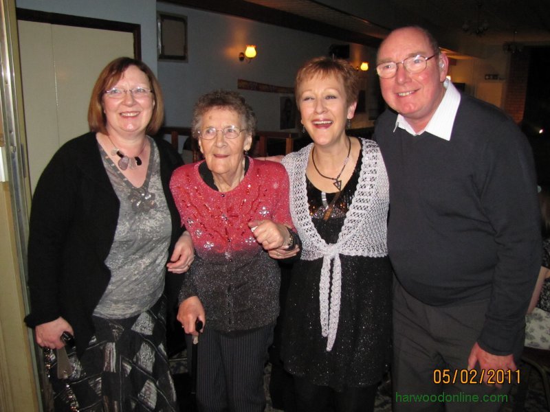5th February 2011 - Betty's 90th Birthday Celebrations - Lillington Club - Jennifer, Auntie Betty, Lyn & Derek (Click Here to Return to Betty's Birthday Photographs)