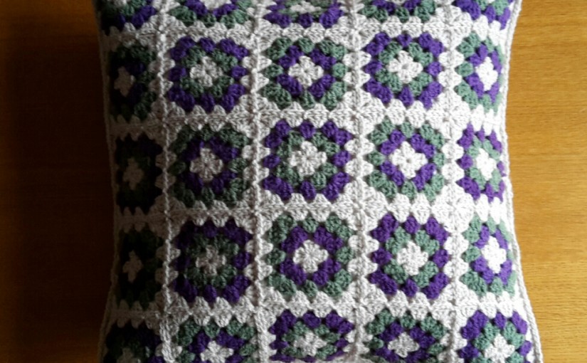 Granny Square Crochet Cushion